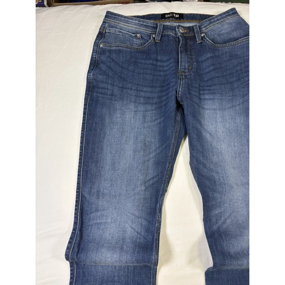 DU/ER L2X Performance Denim Pants Mens 32x32 Stretch Indigo Blue Coolmax Jeans